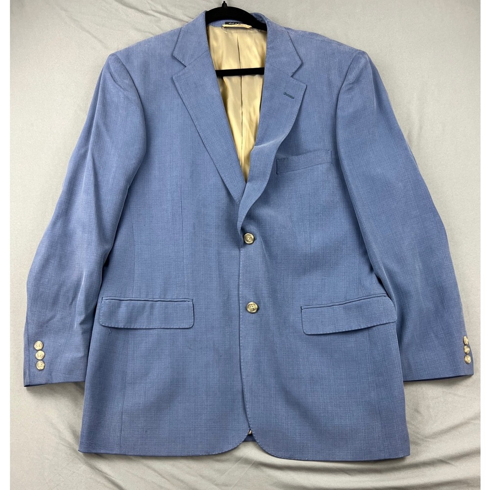 Ibiza Silk Blazer Mens 42R Blue Chelsea Sport Coat Jacket 2 Button Solid Good